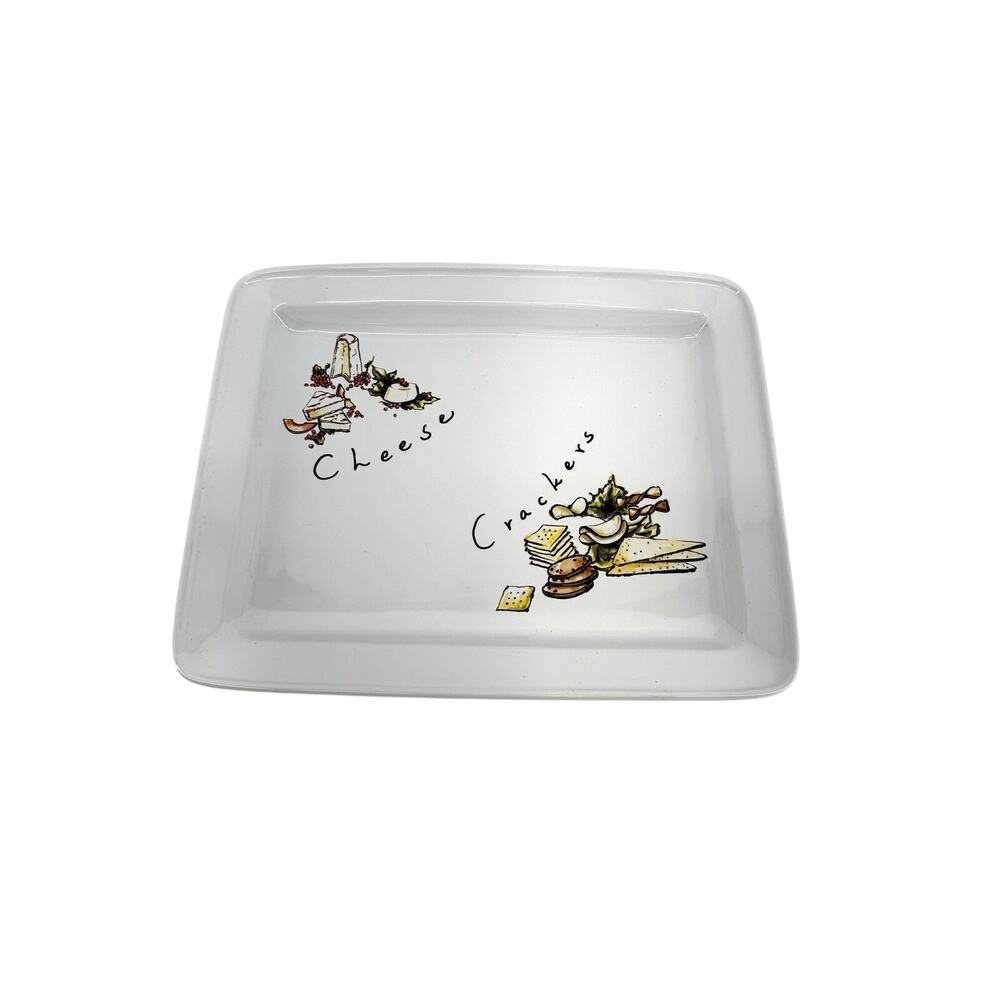 Pottery Barn Serving Platter Cheese & Crackers 12x15 Ceramic Charcuterie Plate